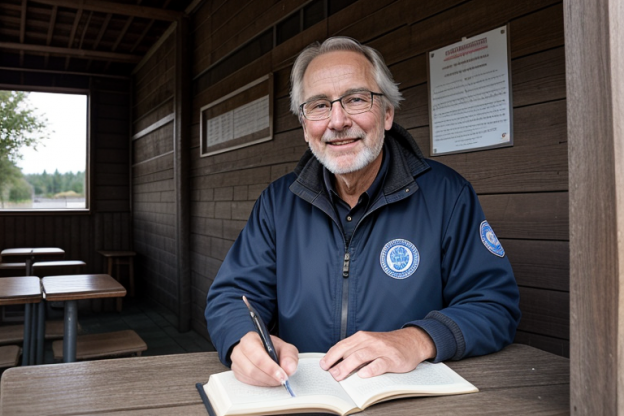 Karl Meier (*1947), pensionierter Lehrer und Geschichtenerzähler im Dorfkiosk