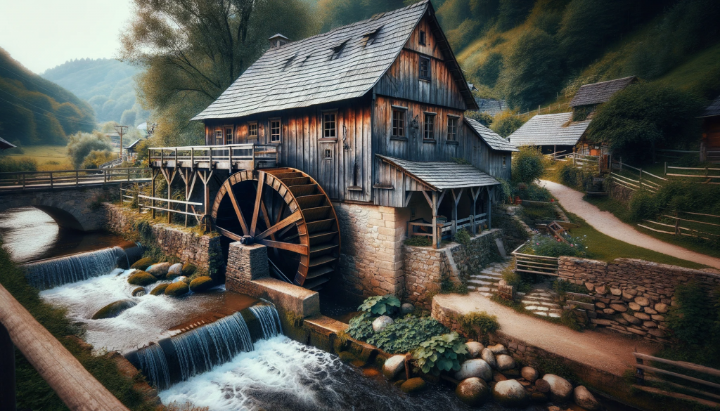 Bild der Alten Wassermühle von Mühlen - Hier sehen Sie die sorgfältig restaurierte und erhaltene Wassermühle aus dem 16. Jahrhundert, die heute als Museum dient.