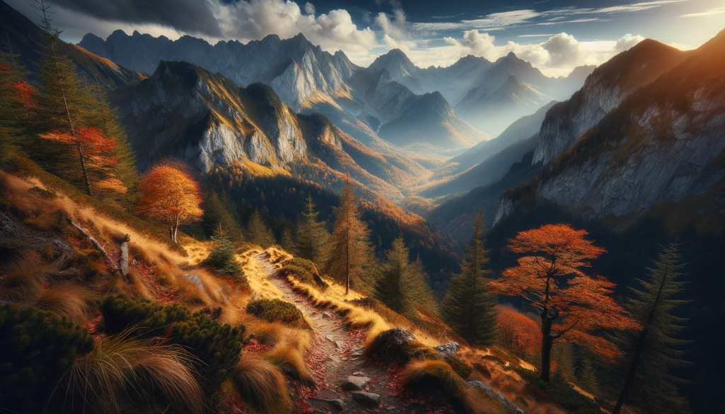 Wanderwege durch das steile Sturmgebirge im Herbst