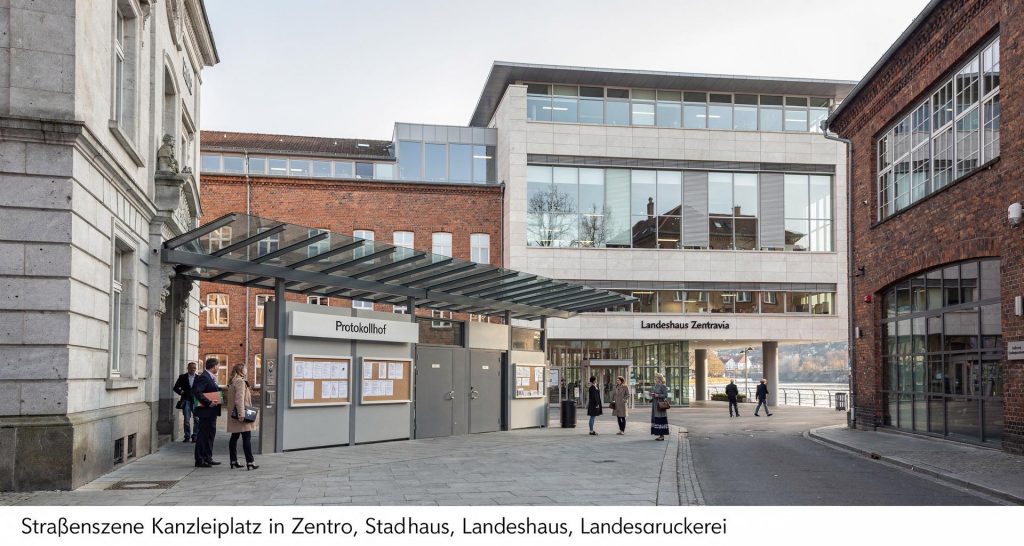 Kanzleiplatz - Stadthaus, Landeshaus, Landesdruckerei