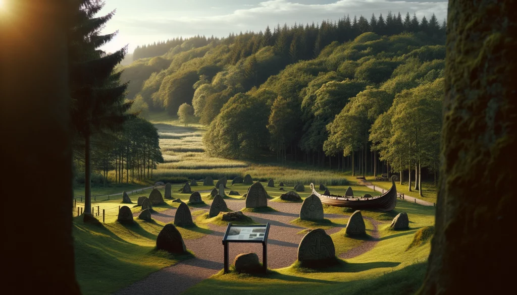 Wikingergräber im Abenteuerpark Bjørkeskog