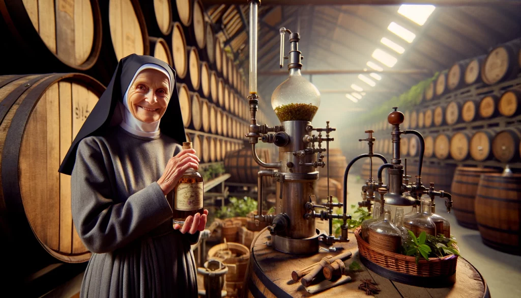 Schwester Bernadette in der Klosterbrennerei