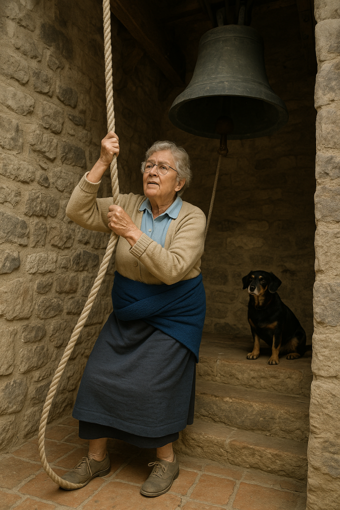 Küsterin Margot Brünn beim Glockenläuten