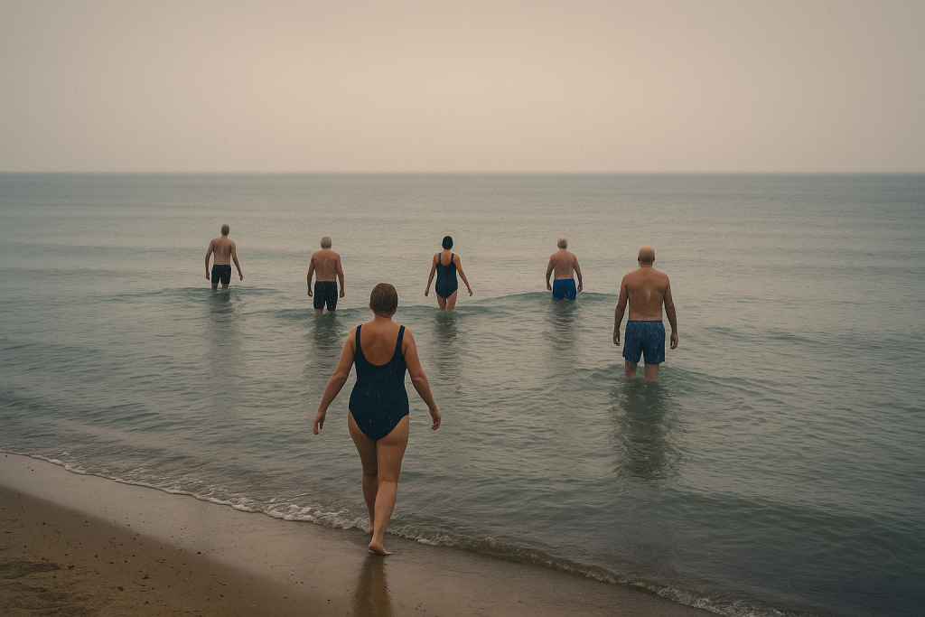 Frühbaden im Meer