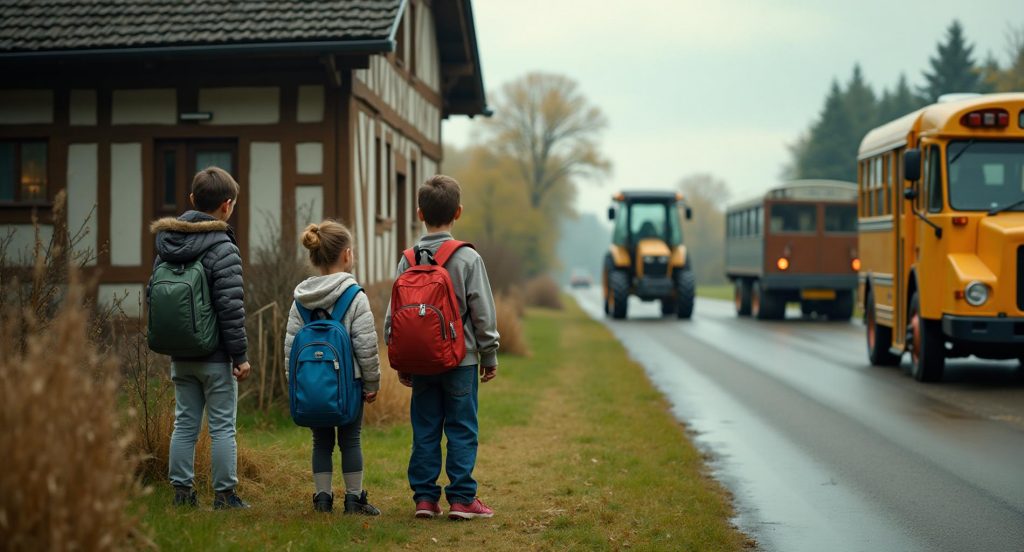Warten auf den Schulbus