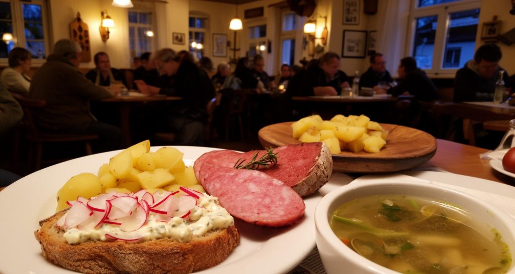 Einfache Küche im Gasthaus „Aldomar-Stube“ 