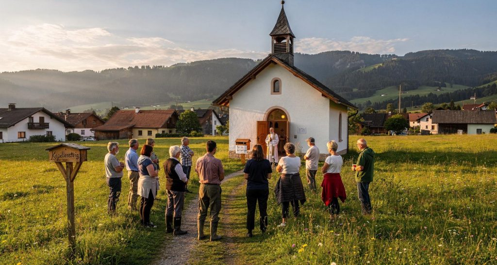 Kapelle am Wiesenrand.