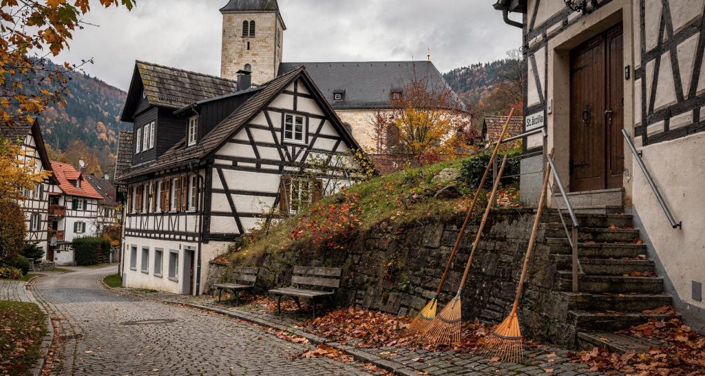 Kirchring und Kirche St. Cäcilia in Staracasa
