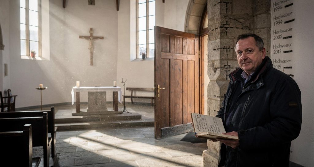 Küster Henrik Marnitz in der Kirche St. Rochus