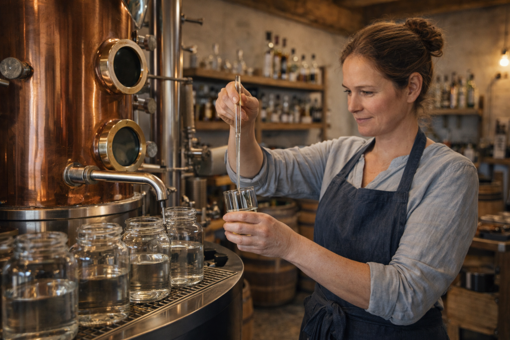 Brennmeisterin Ella Klose in ihrer Brennerei