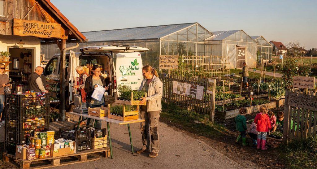 Dorfladen Huhndorf und Glückliche Gärten Gartenbau GmbH