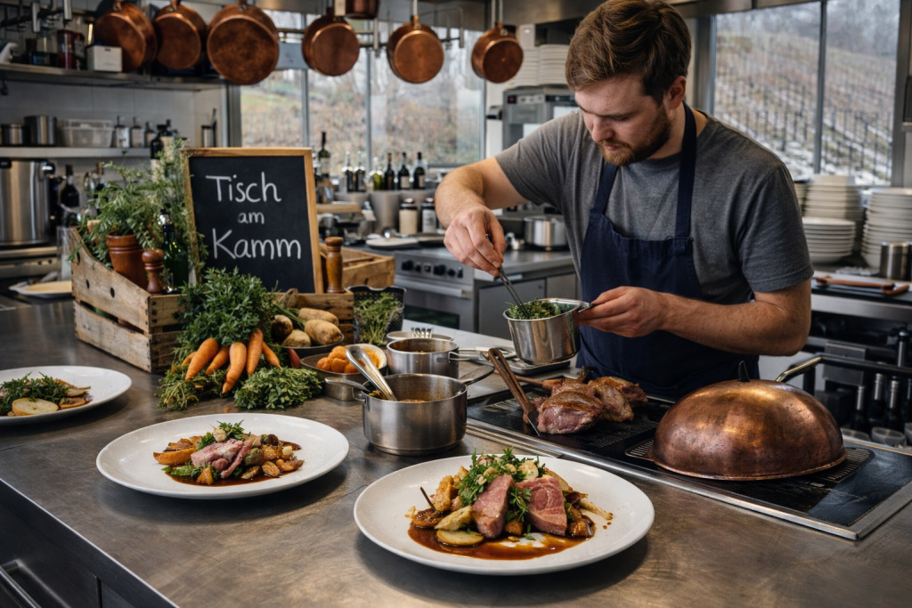 Küche des Restaurant „Tisch am Kamm“