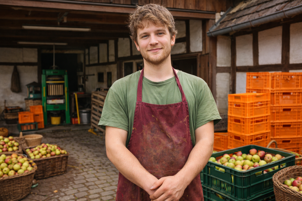 Jorik vor seiner Mosterei
