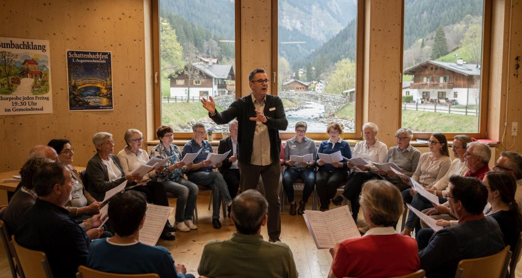 Musiklehrer Wendelin Erlacher leitet den Chor „Bunbachklang“